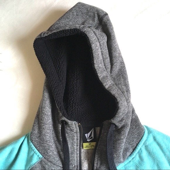 VOLCOM • Aqua & Grey Tunic Zip Up Sweatshirt - Picture 7 of 8